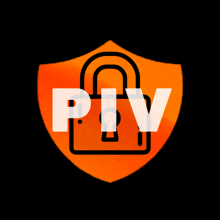 a shield with a padlock on it and the word piv below it