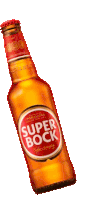 a bottle of super bock beer with a red cap