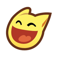 a yellow smiley face with a brown outline and a red mouth is laughing with its eyes closed .