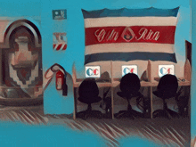 a painting of a room with a costa rica flag