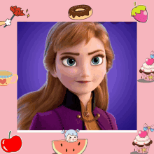 a picture of anna from frozen is surrounded by stickers