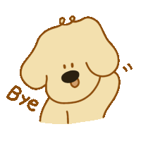 a drawing of a dog saying bye with its tongue out