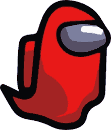 a red among us icon with a black outline