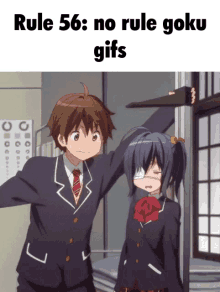 rule 56 : no rule goku gifs with a boy and a girl in school uniforms