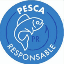 a blue circle with a fish on it and the words pesca responsable