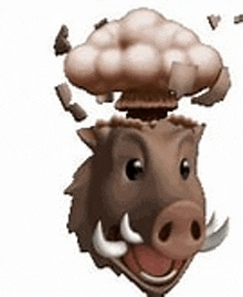 a boar with a nuclear explosion coming out of its head .