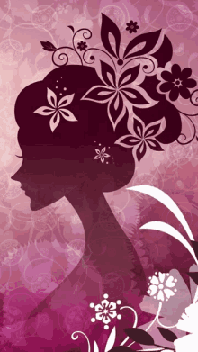 silhouette of a woman with flowers in her hair