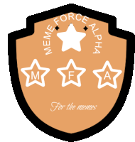 a shield with three stars and the words meme force alpha for the memes