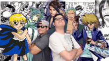 a group of anime characters are posing for a picture with one of them saying your arm