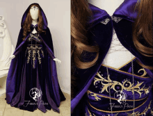 a mannequin wearing a purple cape with the word firefly path on the bottom