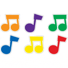 a set of colorful musical notes on a white background .