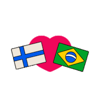 the flags of finland and brazil are next to each other on a heart