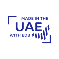 a logo that says made in the uae with edb on it