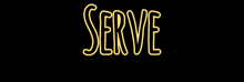 a black background with the word serve in yellow