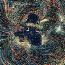 a colorful painting of a person in a swirl