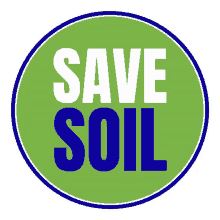 a green circle with the words save soil in white and blue letters