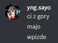 a picture of a woman in a circle with the words ying.sayo ci z gory majo wpizde