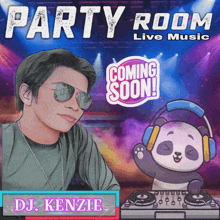 a poster for a party room live music event