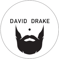 a logo for david drake with a beard