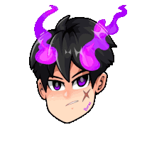 a drawing of a boy with purple horns and a tattoo that says borex