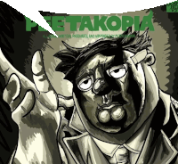 a cartoon drawing of a man with the word metakopia on the top