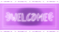 a neon sign that says welcome in white letters