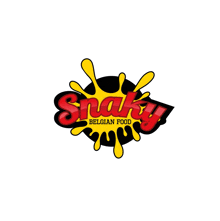 a logo for snaky belgian food is shown