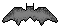 a black and white pixel art of a bat 's wings on a white background .