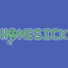 a pixel art of the word homesick with a clover on it