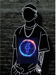 a drawing of a man with a facebook logo