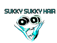 a logo for suky suky hair with a skull and circles