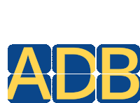 a blue and yellow logo that says add