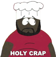 a cartoon character with a chef 's hat and the words holy crap