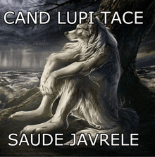 a picture of a wolf with the words cand lupitace saude javrele