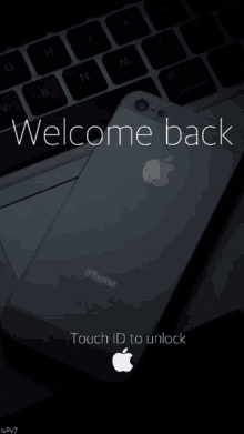 a welcome back screen for an iphone with an apple logo