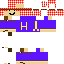 a pixel art of a man wearing a hat and a purple shirt with the letter h on it