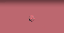 a man 's face is in a circle on a pink background .