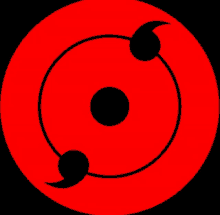 a red and black circle with a black circle in the middle