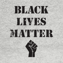 a t-shirt that says `` black lives matter '' and has a fist on it .