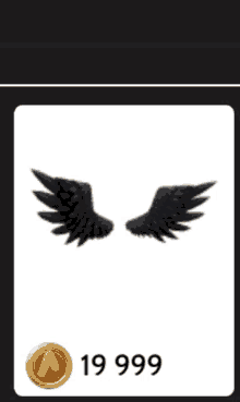 a picture of a pair of black wings with a gold coin in the corner