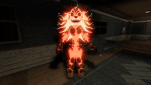 a computer generated image of a monster with flames coming out of it 's body