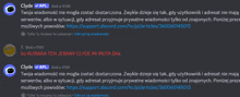 a screenshot of a discord conversation with clyde