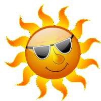 a cartoon sun wearing sunglasses with a smile on its face