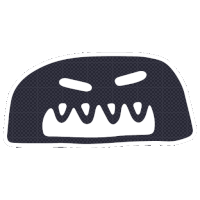 a black and white drawing of a monster 's mouth with teeth