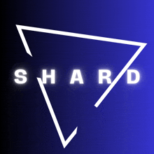 a blue background with shard written in white