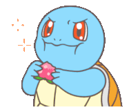 a cartoon of a turtle holding a flower