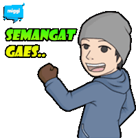 a cartoon of a man with the words semangat gaes written on it