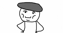 a drawing of a stick figure with a hat on