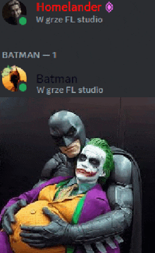 a screenshot of a chat between batman and the joker with the name homelander at the top