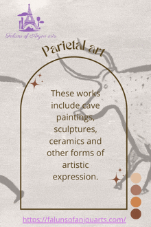 a poster for parietal art which includes cave paintings sculptures and other forms of artistic expression